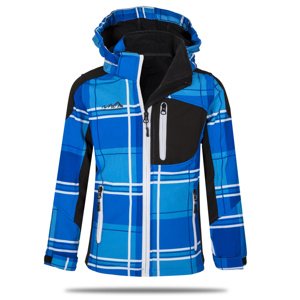 Chlapecká softshellová bunda - NEVEREST 42259cc, modrá kostka/ bílý zip Barva: Modrá, Velikost: 98