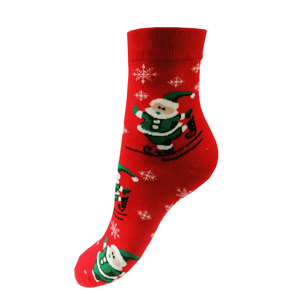 Dámské vánoční ponožky Aura.Via - SN7622, červená/zelený Santa Barva: Červená, Velikost: 35-38