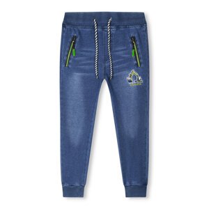 Chlapecké riflové kalhoty - KUGO FK0279, modrá/ zelená aplikace Barva: Modrá, Velikost: 104