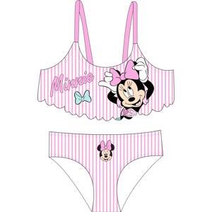 Minnie Mouse - licence Dívčí bikiny - Minnie Mouse 5244A114, bílá / růžový proužek Barva: Růžová, Velikost: 128-134