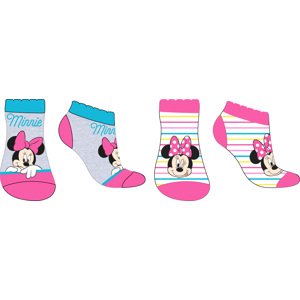 Minnie Mouse - licence Dívčí kotníkové ponožky - Minnie Mouse 52347273, šedá / proužek Barva: Mix barev, Velikost: 31-34