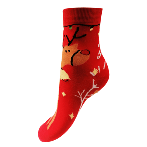 Dámské vánoční ponožky Aura.Via - SN7622, červená/sob Barva: Červená, Velikost: 35-38