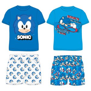 Ježek SONIC - licence Chlapecké pyžamo - Ježek Sonic 5204023, modrá / šedé kraťasy Barva: Modrá, Velikost: 110
