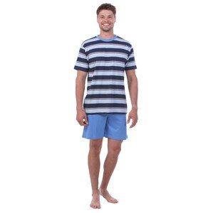 Pánské pyžamo - CALVI 23-165, modrá / pruh Barva: Modrá, Velikost: L