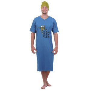 Pánská noční košile - CALVI 23-158B, modrá / žabák Barva: Petrol, Velikost: XL