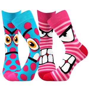 Dívčí ponožky Boma - Ksichtík, růžová / tyrkysová Barva: Mix barev, Velikost: 33-38