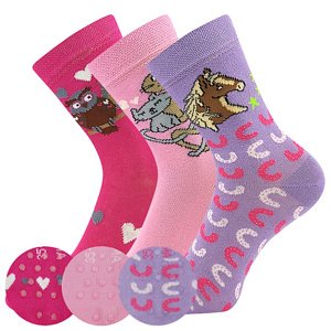 Dívčí ponožky Boma - Filip 05 ABS, růžová, fialková Barva: Růžová, Velikost: 30-34