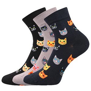 Dámské ponožky Lonka - Felixa kočky, černá, šedá, tmavě modrá Barva: Mix barev, Velikost: 39-42