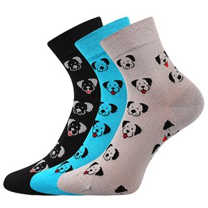 Dámské ponožky Lonka - Felixa pejsci, černá, tyrkys, šedá Barva: Mix barev, Velikost: 35-38