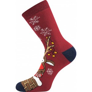 Vánoční ponožky Boma - Rudy, vínová Barva: Vínová, Velikost: 42-46