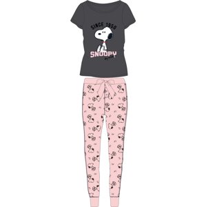 Snoopy - licence Dámské pyžamo - Snoopy 5304563, tmavě šedá / světle růžové kalhoty Barva: Antracit, Velikost: L