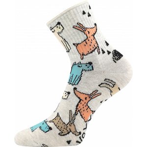 Dámské ponožky VoXX - Agapi, pejsci, světle šedá Barva: Šedá, Velikost: 39-42