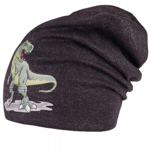 Bavlněná čepice Dráče - Pepe 22, černá / melír, dinosaurus Barva: Černá, Velikost: 48-50