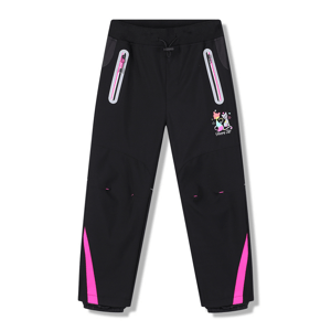 Dívčí softshellové kalhoty - KUGO HK5653, černá / růžové zipy Barva: Černá, Velikost: 122