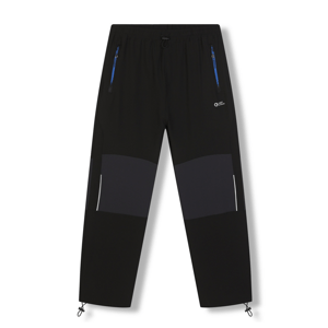 Pánské softshellové kalhoty - KUGO HK7587, černá / modré zipy Barva: Černá, Velikost: L