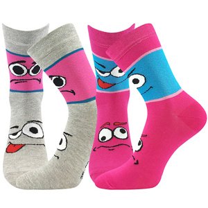 Dívčí ponožky Boma - Tlamik, růžová, šedá Barva: Mix barev, Velikost: 35-38