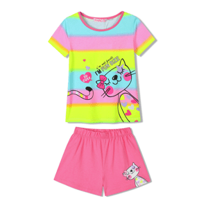 Dívčí pyžamo - KUGO SH3515, mix barev / sytě růžové kraťasy Barva: Mix barev, Velikost: 128