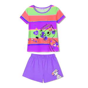 Dívčí pyžamo - KUGO SH3515, mix barev / fialkové kraťasy Barva: Mix barev, Velikost: 104