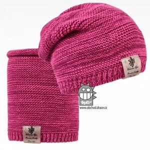 Čepice pletená a nákrčník Dráče - Colors set 25, růžový melír Barva: Růžová, Velikost: 52-54