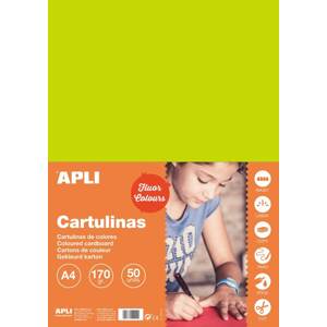Barevný papír Apli A4 170g - fluo zelený