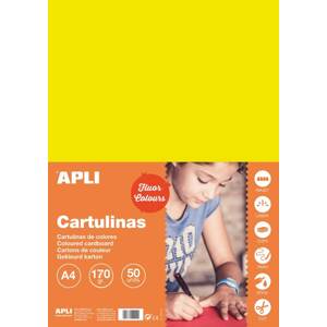Barevný papír Apli A4 170g - fluo žlutý