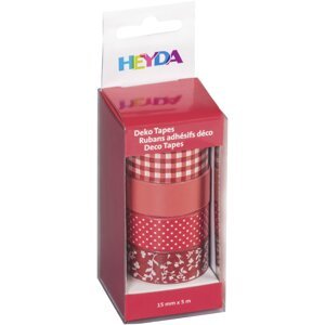 Deco páska Heyda 15 mm x 5 m, 4 role, červené