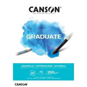 Canson Akvarelový papír Graduate Aquarelle blok A3 250g, 20 listů