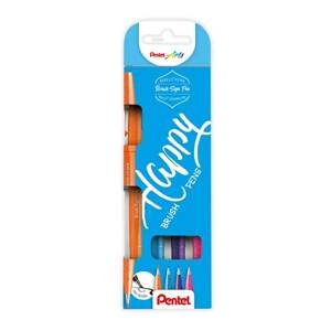 Štětcové fixy Pentel Brush Sign Pen SES15 4 ks - Happy