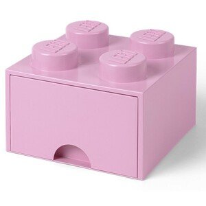 LEGO® úložný box 4 - se zásuvkou světle růžová 250 x 250 x 180 mm
