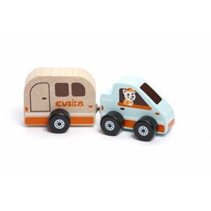 Cubik 15368 Auto s karavanem - dřevěná hračka s magnetem 2 díly