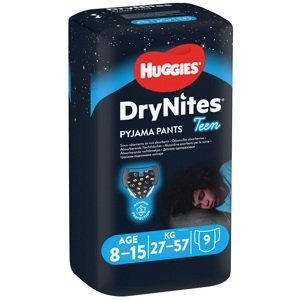 HUGGIES DryNites Plenky kalhotkové pro chlapce 8-15 let (27-57 kg), 9 ks