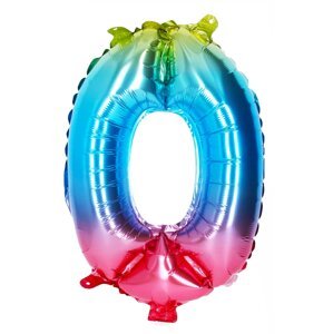Balónek nafukovací - číslo 0 duhový