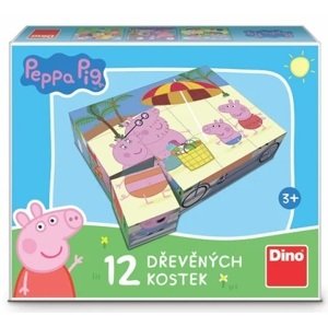 Dřevěné licenční kostky Peppa Pig - 12 kostek