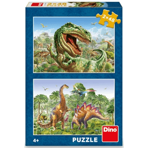 Puzzle Souboj dinosaurů 2x48 dílků