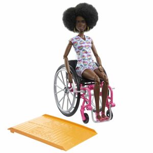 Mattel Barbie Modelka na invalidním vozíku v overalu se srdíčky