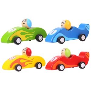 Bigjigs Toys Barevné dřevěné závodní auto 1ks