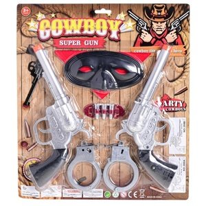 Pistole kovbojské 2ks s pouty a maskou