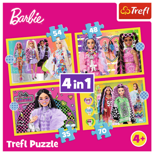 Trefl Puzzle 4v1 - Šťastný svět Barbie / Mattel, Barbie