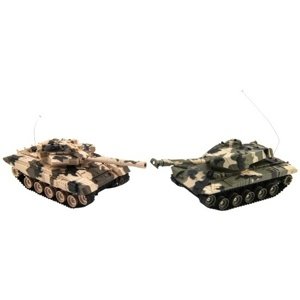 Tank RC 2ks 25cm tanková bitva+dob. pack 27MHZ a 40MHz maskáč se zvukem se světlem