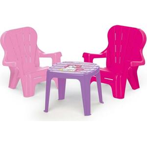 Dolů Dětský zahradní set stůl a 2 židle, jednorožec