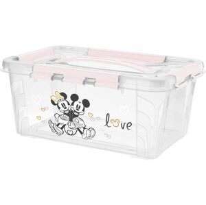 Domácí úložný box malý "Mickey & Minnie", Pastelová růžová