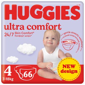 HUGGIES® Plenky jednorázové Ultra Comfort Mega 4 (7-18 kg) 66 ks