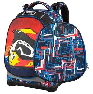 Školní batoh Target, Motorkářská helma, červeno-modré vzory