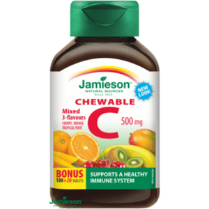 Jamieson Vitamin C 500mg tablety na cucání mix tří ovocných příchutí 120 tablet