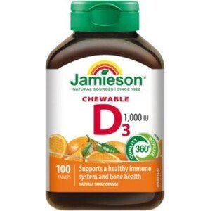 Jamieson Vitamin D3 1000 IU tablety na cucání s příchutí pomeranče 100 tablet