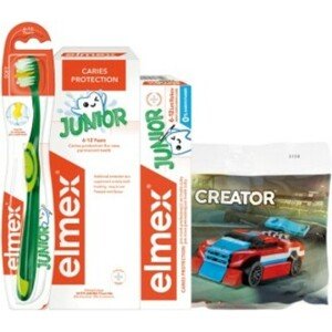 Elmex Junior balíček - zubní pasta 50ml, zubní kartáček, ústní voda 400ml + stavebnice