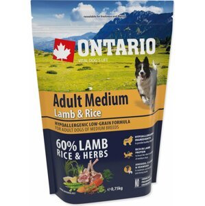 Krmivo Ontario Adult Medium Lamb & Rice 0,75kg