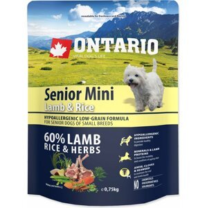 Krmivo Ontario senior Mini Lamb & Rice 0,75kg