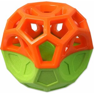 Hračka Dog Fantasy míč s goemetrickými obrazci pískací oranžovo-zelená 8,5cm