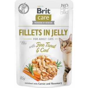 Kapsička Brit Care Cat pstruh a treska, filety v želé 85g